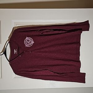 Express Men Long Sleeve T-Shirt Maroon Size M